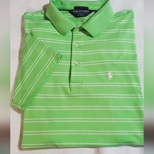 Ralph Lauren Green Striped Polo Golf Shirt Sz L